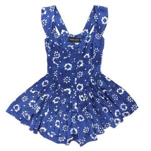 NEW Vanessa Mooney Elisabeth Corset Romper Mini Dress Indigo Flower Coquette
